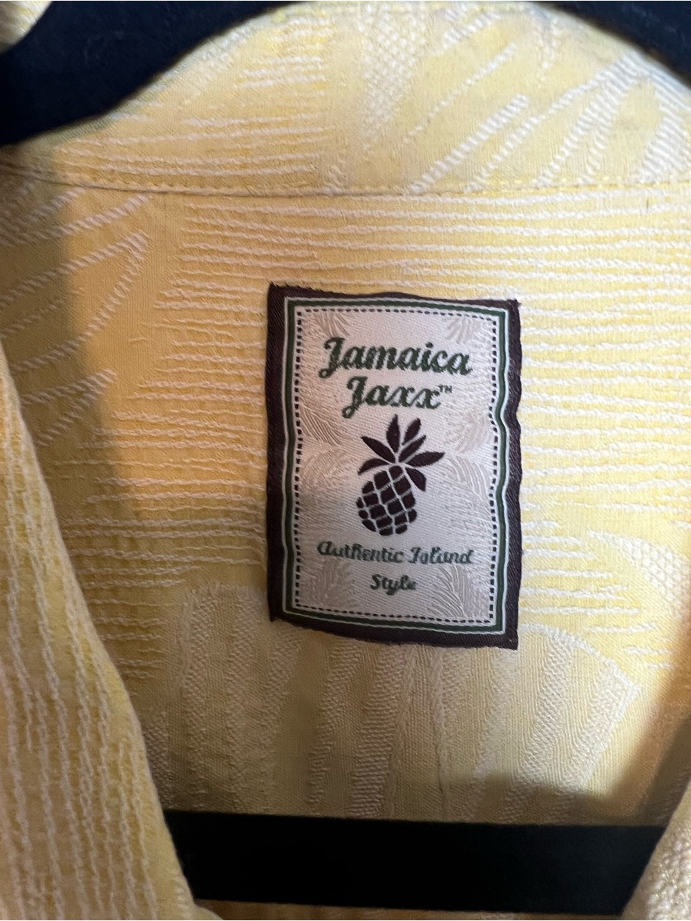 Jamaica Jaxx 100% Silk Yellow Tropical Palm Leaf Jacquard Aloha Shirt-Size-Med - Picture 3 of 8